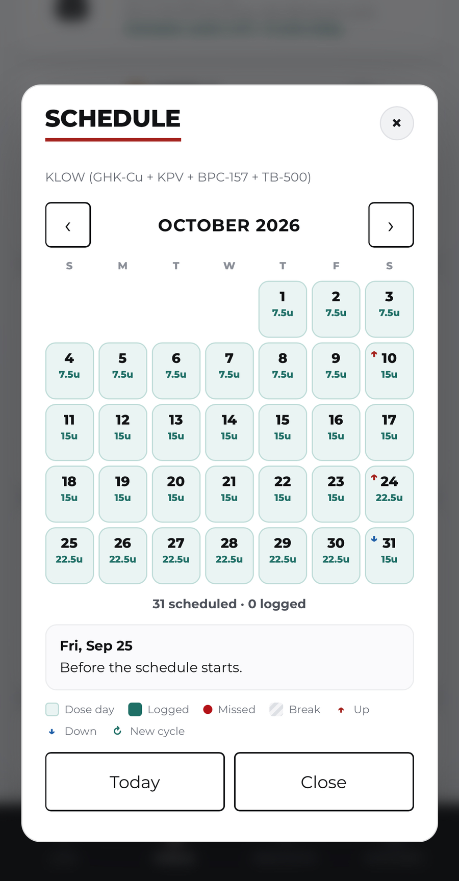VialTracker schedule calendar